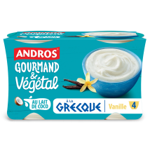 Andros Gourmand Et Vegetal - Yaourt À La Grecque Saveur Vanille Au Lait De Coco Andros Gourmand Et Vegetal - Les 4 Pots De 115g