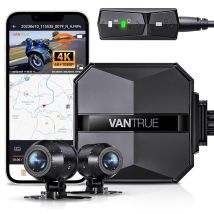 VANTRUE F1 4K + 1080P dashcam pour moto, dashcam avant et arrière avec GPS et WiFi 5 GHz, IP67