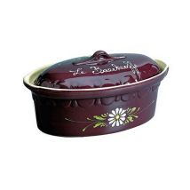 Terrine Ovale 37cm Aubergine Decor Fleurs Blanches Siegfried 134aub6