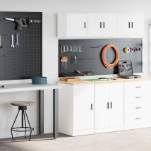 Armoires De Garage 2 Pcs Blanc Bois D'ingénierie Vidaxl