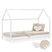 Lit Enfant 90x200 Cm Cabane - Matelas Sommier