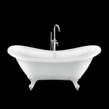 Baignoire Sur Pieds Rétro Darlington Blanche 175 Cm Pieds D'aigle Blancs