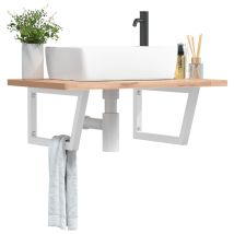 Supports D'étagères Pour Lavabo 2 Pcs Blanc Trapèze Acier Vidaxl