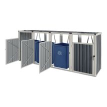 Cache Poubelle Tarbek 4 Places Avec Portes À Poignée 121X292X82Cm Gris Anthracite