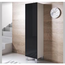 Vitrine Pour Salon Salle À Manger Blanc Et Noir Brillant 40x29x177cm Design Ameublement Luke V4