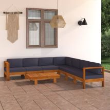 Salon De Jardin 8 Pcs Avec Coussins Gris Foncé Bois D'acacia Vidaxl
