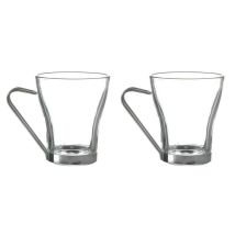 Lot De 2 Tasses En Verre Et Métal 20 Cl Mugs Transparents Design - 2 X 20 Cl