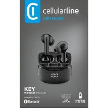 Cellularline Key Écouteurs Tws Bluetooth Avec Étui De Charge Et Affichage Led