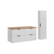 Ensemble De Salle De Bain Noxera 120 Cm – Meuble Sous Vasque Suspendu Blanc Avec Plan