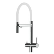 Mitigeur Évier 3 Voies En Acier Inox Chirurgical, Pour Les Filtres À Eau, Douchette 2-jets Détachable, Poli/blanc