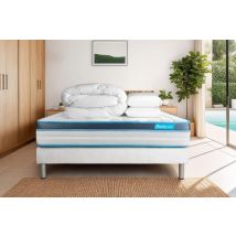 Pack 140x200 Matelas Bodyfit + Sommier Kit Blanc + Couette 240x220cm + 2 Oreillers 60x40cm