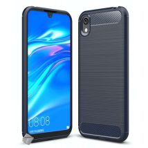 Housse Etui Coque Silicone Gel Carbone Pour Huawei Honor 8s + Verre Trempe - Bleu Fonce