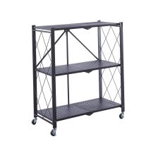 Étagère De Rangement À 3 Niveaux Pliable Et Roues Catterhouse Kim 84 - 71,5x36x84 Cm Charge Lourde 120 Kg Cadre Acier N