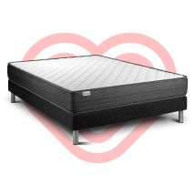 Ensemble Matelas 140x190 Cm Mousse Polyuréthane À Mémoire De Forme Sommier Noir