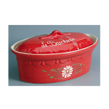 Terrine Ovale 37cm Rouge Decor Fleurs Blanches Siegfried 134v6