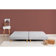Rakenne - Sommiers Tapissiers A Lattes 2x90x200 - Bois Massif Gris + Pieds