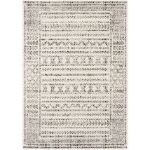 Olimpia - Tapis Géométrique, Noir, Gris Et Blanc Cassé - 80x220cm