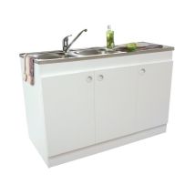 Meuble Sous Évier Decliq 120x60cm 3 Portes Avec Charnières Invisibles Neova S13n23120