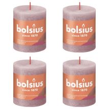 Bougies Pilier Rustiques Shine 4 Pcs 80x68 Mm Rose Cendre Bolsius
