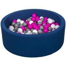 Piscine À Balles Aire De Jeu + 200 Balles Bleu Marine Blanc,rose,gris