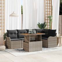 Ensemble De Canapé De Jardin Avec Coussin 6 Pcs Gris Polyrotin Vidaxl