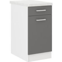 Meuble Bas De Cuisine L 40 Cm Avec Plan De Travail Inclus - Gris