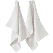 Lot De 2 Essuie-vaisselle 50x70 Cm Lin Français Craie