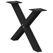 Pieds De Table Basse En Forme De X, 2 Pièces, Noir, 50 X (30-31) Cm, Acier Vidaxl
