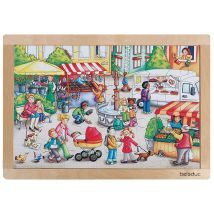 Beleduc Jouet Puzzle Puzzle Cadre Marché Carton 24 Pièces