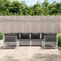 Salon De Jardin Avec Coussins 6 Pcs Blanc Acier Vidaxl