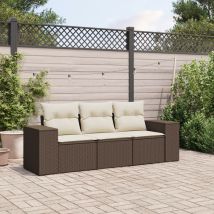 Salon De Jardin Avec Coussins 3 Pcs Marron Résine Tressée Vidaxl