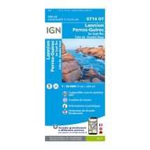 Carte Topographique De Randonnée Lannion Perros-guirec Top 25 0714ot Ign