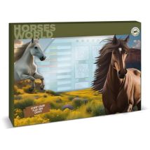Coffret De Tampons - Multiprint - 4895 - Les Chevaux - 7 Tampons Bois Et Latex, 12 Feutres Giotto, Regle