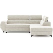 Canapé D'angle Gauche Convertible - 3 Places - Java - Tissu Sable - Tetieres Et Coffre - 262 X 235 X 96 Cm -