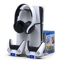 Support De Charge Multifonction Pour Ps5 Slim Avec Indicateur Led Blanc Ipega