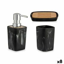 Ensemble De Bain Noir Bambou Plastique (8 Unités)