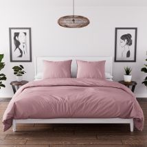Parure Housse De Couette En Microfibre Lavée 240x220 Cm Boheme Vieux Rose, Par Soleil D'ocre