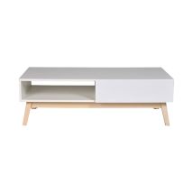 Table Basse 1 Tiroir 2 Niches Home Blanche