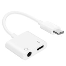 Adaptateur Usb-c Vers Audio Jack 3.5mm + Charge Usb-c Design Compact Blanc Enkay