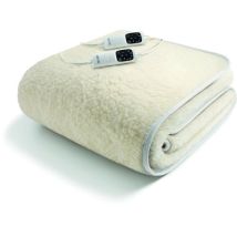Surmatelas Chauffant - 2 Places 100% Laine Et Mérinos, 150 X 160 Cm - Chauffage Rapide 6 Températures Température