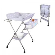 Table À Langer Mobiclinic Hauteur Réglable Roues Avec Frein Harnais De Sécurité Rangement Pliable Zoey