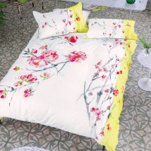 Housse De Couette Imprimée En Satin De Coton, Oriental Flower - 260 X 240 Cm - Multicolore