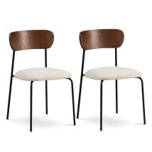 Sicaan Lot De 2 Chaises Scandinaves Olivia Velours Côtelé Beige