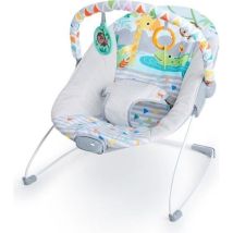 Transat Pour Bébé Vibrant BRIGHT STARTS Safari Fun - Mouvements Apaisants et Jouets Suspends - Gris