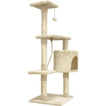Arbre A Chat Beige 40 X 40 X 114cm - 3 Plateformes, 1 Corde, 1 Niche , Poteaux A Griffer