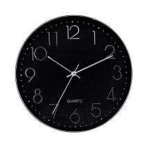 Reloj De Pared Moderno En Relieve Con Esfera Negra Ø30 Cm O91