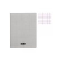 Cahier - A4 (21x29,7cm) - Grands Carreaux - 96 Pages - Polypro - Sans Spirale - Gris