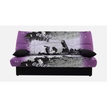Banquette Clic-clac - 3 Places – Coton Parcours Mauve– 190 X 92 X 96 Cm – Dream