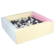 Piscine À Balles Carrée Avec 300 Balles - Rose, Bleu, Jaune