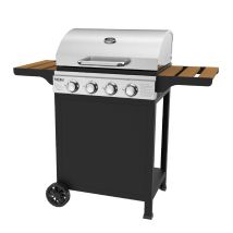 Barbecue À Gaz Portable Kekai Fort Peck 118,5x57,5x104,5 Cm De 12 Kw Avec 4 Brûleurs, Thermomètre, Tables Latérales Et